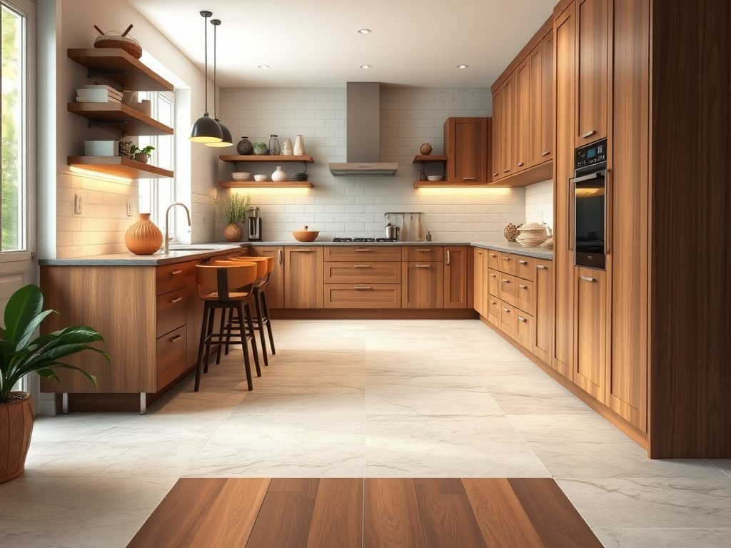 Podłoga w kuchni z aneksem: jak łączyć funkcjonalność i estetykę dwóch stref w praktyce