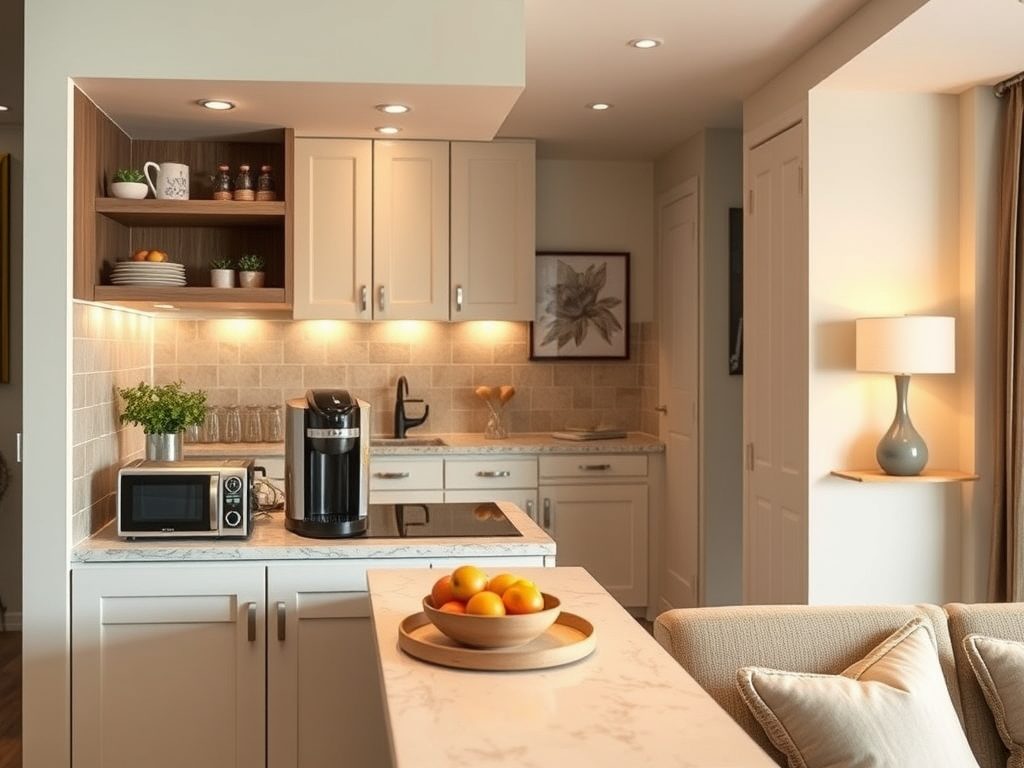 Aneks kuchenny w salonie: jak wybrać i ustawić sprzęty na blacie dla wygody i estetyki
