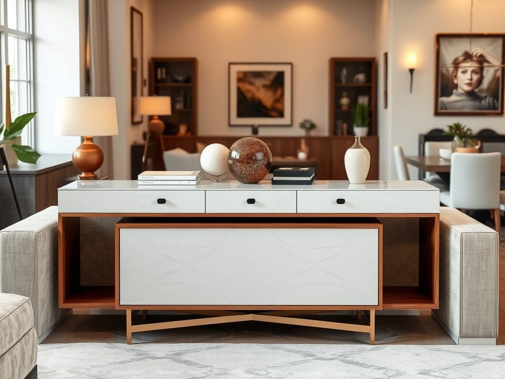 Konsola za sofą jako subtelny separator stref w salonie – kiedy warto ją wybrać i jak ją ustawić