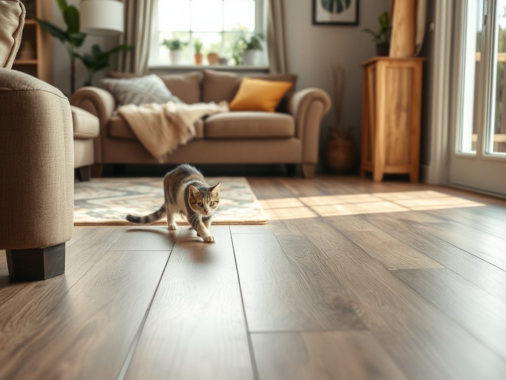 Podłoga w mieszkaniu z kotem: jak wybrać trwały i bezpieczny materiał odporne na zarysowania i wilgoć